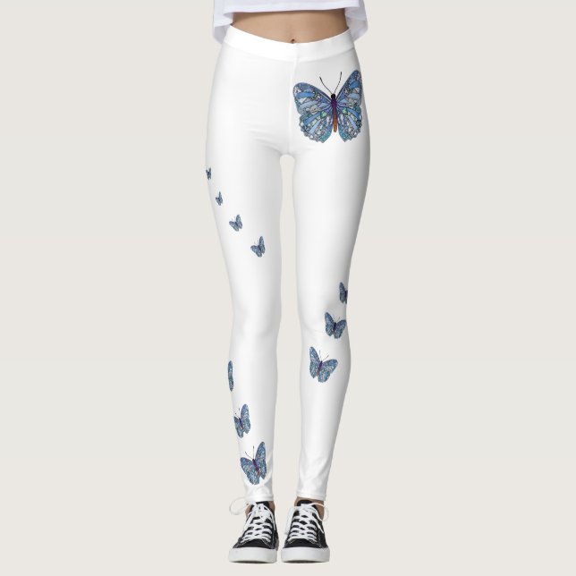 Spring Fling Butterfly Print Womens Leggings (Front)