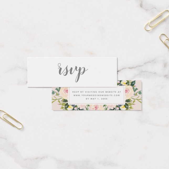 Spring Flora Blush | Wedding RSVP Online Card (Office)
