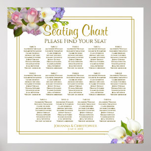 Spring Floral 14 Table Wedding Seating Chart