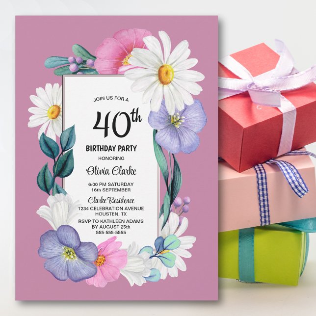 Spring Floral 40th Birthday Party Invitation (Creator Uploaded)