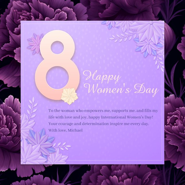 Spring Floral 8 March International Womens Day Holiday Card (Creator Uploaded)