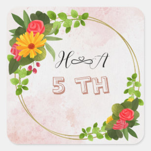 Spring Floral Anniversary Elegant Modern Square Sticker
