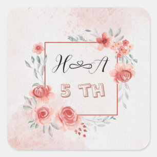 Spring Floral Anniversary Elegant Modern Wedding Square Sticker