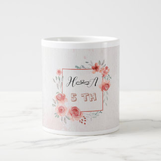 Spring Floral Anniversary | Modern Elegant Wedding Large Coffee Mug