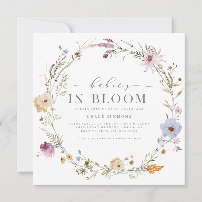 Spring Floral Babies in Bloom Square Baby Shower | Invitation (Front)