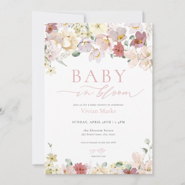 Spring Floral Baby in Bloom Baby Shower Invitation (Front)