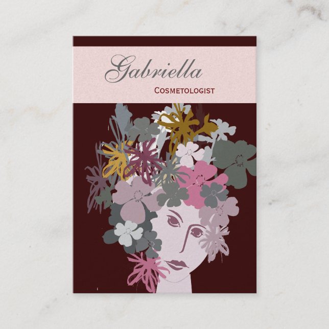 Spring Floral Blooming Beauty Woman Face Business Card (Front)