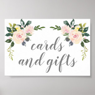 Spring Floral Blush Wedding Cards and Gifts Sign