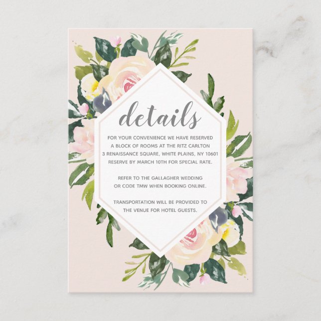 Spring Floral Blush | Wedding Details Enclosure (Front)