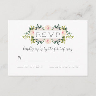 Spring Floral Blush Wedding RSVP Card