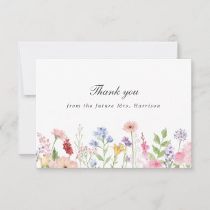Spring Floral Border Bridal Shower Thank You Card
