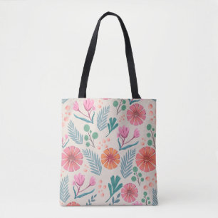 Spring Floral Botanical Pattern Colourful Tote Bag