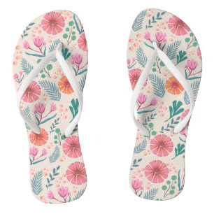 Spring Floral Botanical Pattern Flip Flops
