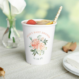 Spring Floral Bouquet Baby Bridal Shower Paper Cups