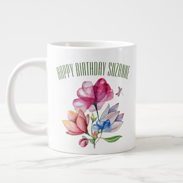 Spring Floral Bouquet Large Coffee Mug (Left)