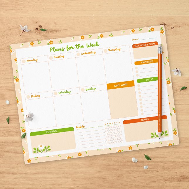Spring Floral Bouquets Weekly Monday Start Planner Notepad (Creator Uploaded)
