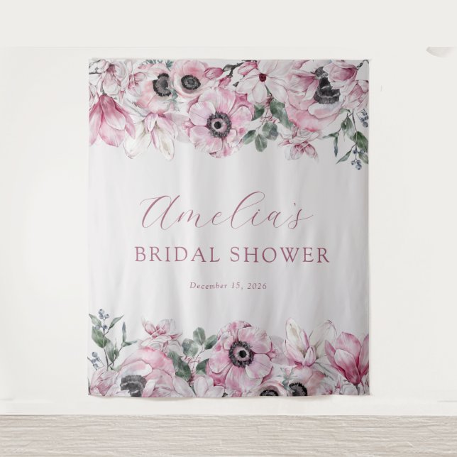 Spring Floral Bridal Shower | Backdrop Tapestry (Front)