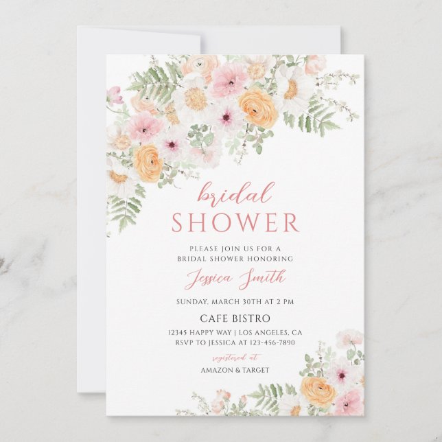 Spring Floral Bridal Shower Invitation (Front)