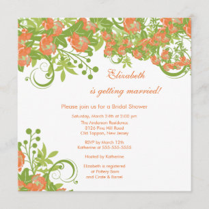 Spring Floral Bridal Shower Invitation Coral Rose