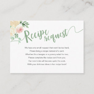 Spring Floral Bridal Shower Recipe Request Enclosure Card