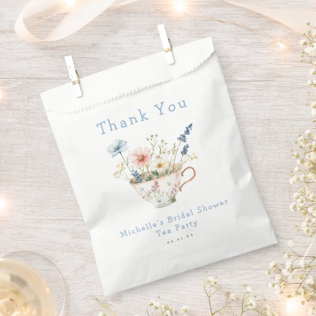 Spring Floral Bridal Shower Tea Party Favour Bag (Clipped)