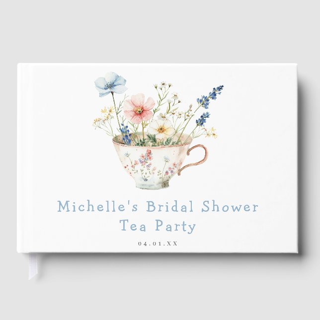 Spring Floral Bridal Shower Tea Party Guest Book (Front)