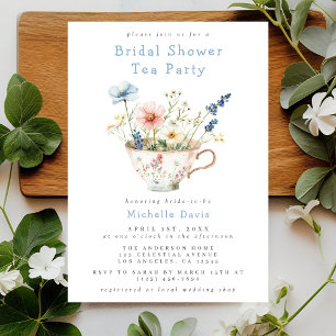 Spring Floral Bridal Shower Tea Party Invitation