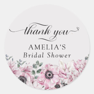 Spring Floral Bridal Shower   Thank You Favour Classic Round Sticker