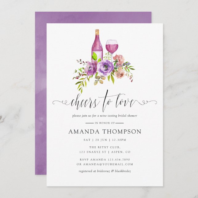 Spring Floral Bridal Shower Wine Tasting Invitation (Front/Back)