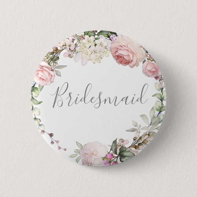 Spring Floral Bridesmaid Button (Front)
