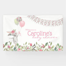 Spring Floral Bunny Baby Shower Banner