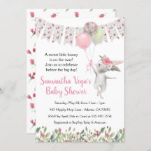 Spring Floral Bunny Baby Shower Invitation