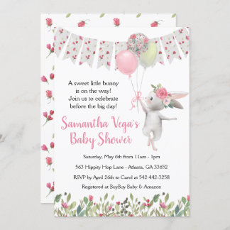 Spring Floral Bunny Baby Shower Invitation