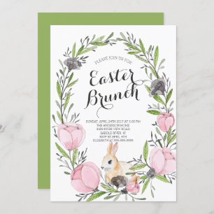 Spring Floral Bunny Easter Invitation