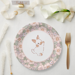 Spring Floral Bunny Easter-Themed Paper Plate