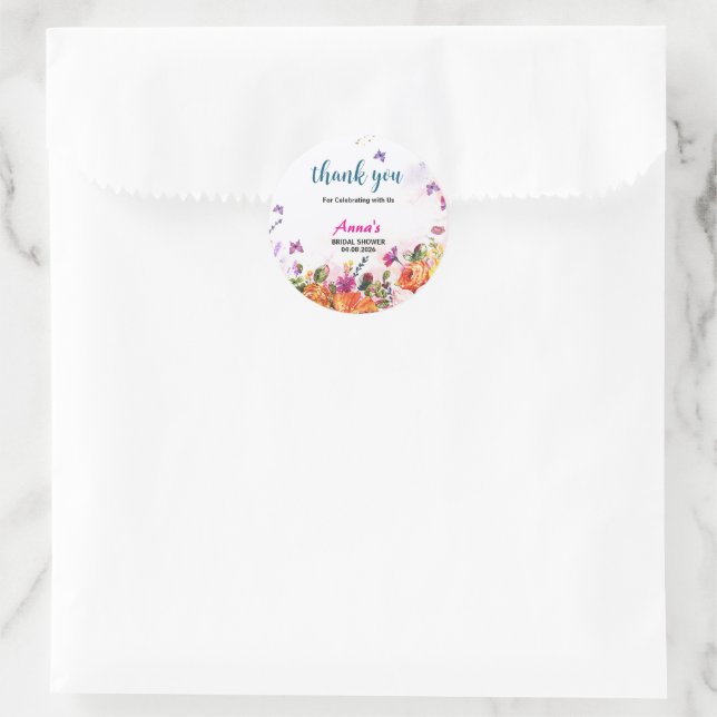 Spring Floral Butterfly Garden Bridal Showers Classic Round Sticker (Bag)