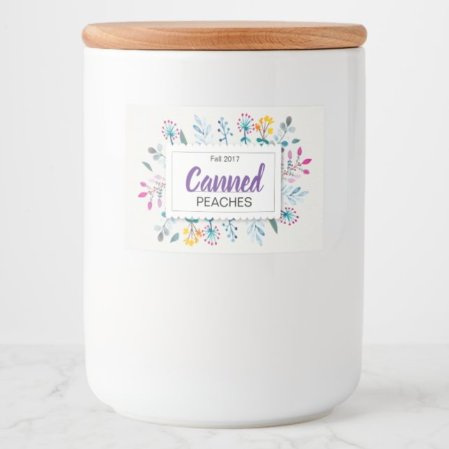 Spring Floral Canned Peaches Food Label (Front)