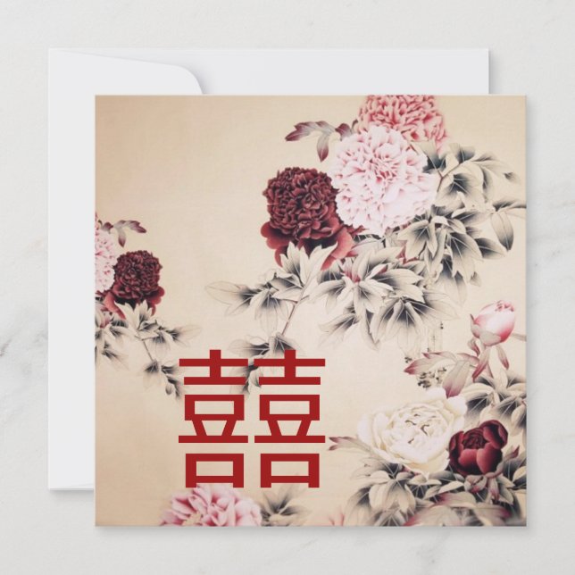 Spring floral Chinese Wedding Invitation (Front)