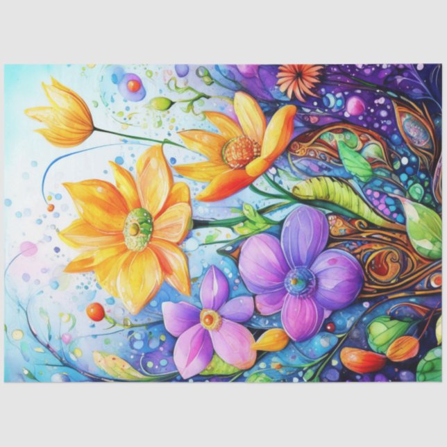 Spring Floral Colorful Tissue Paper (Front)