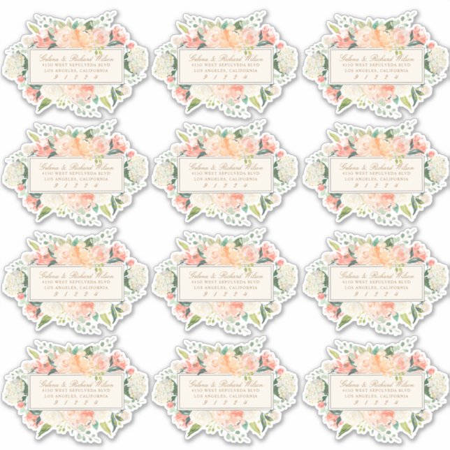 Spring Floral Couple Return Address Labels (Front)