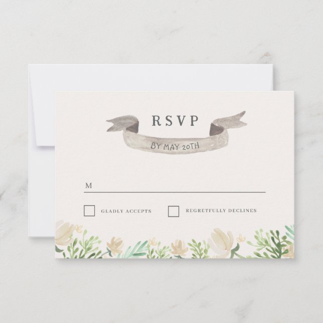 Spring Floral Crest Wedding RSVP (Front)