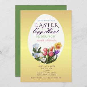 Spring Floral Easter Egg Hunt Elegant Invitations