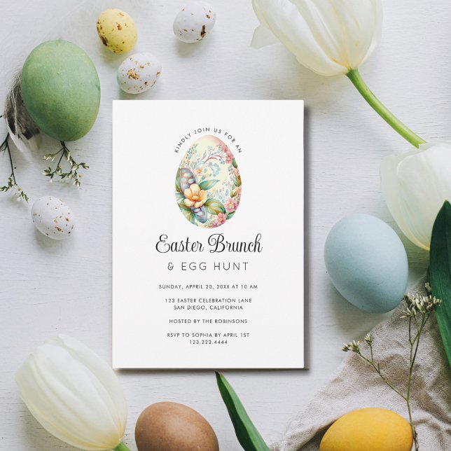 Spring Floral Egg Hunt Easter Brunch Party Invitation (Creator Uploaded)