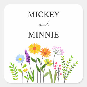Spring floral elegant Wedding Square Sticker