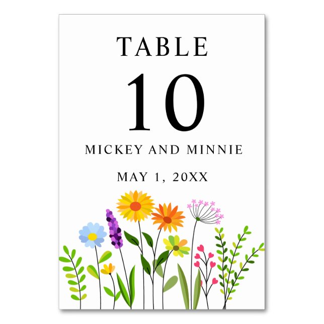 Spring Floral Elegant Wedding  Table Number (Front)