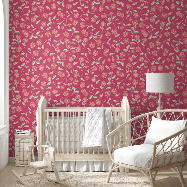 Spring Floral Fling Pink Wallpaper (Kids)