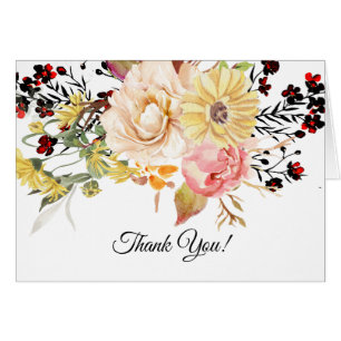 spring floral, flowers, thank you card