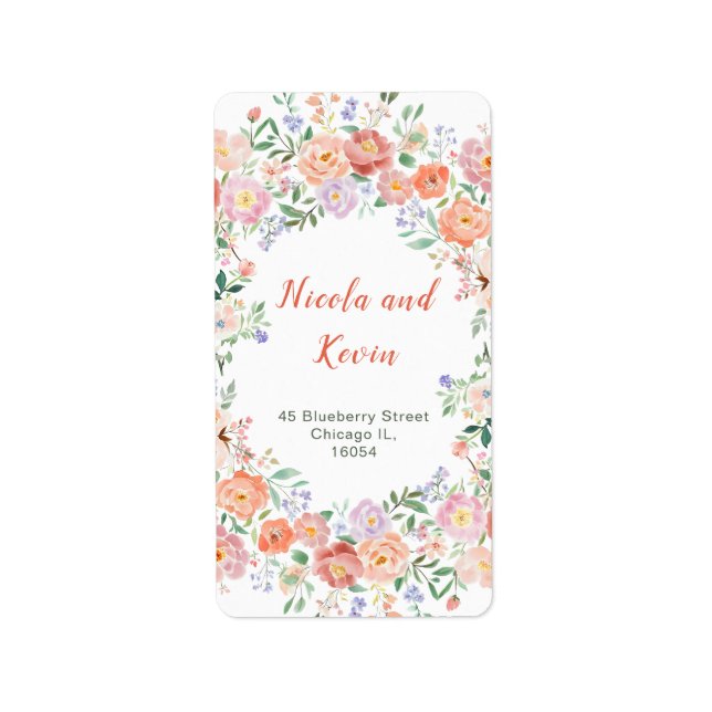 Spring Floral Flowers Wedding Label (Front)