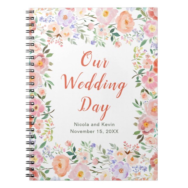 Spring Floral Flowers Wedding Planner Notebook (Front)