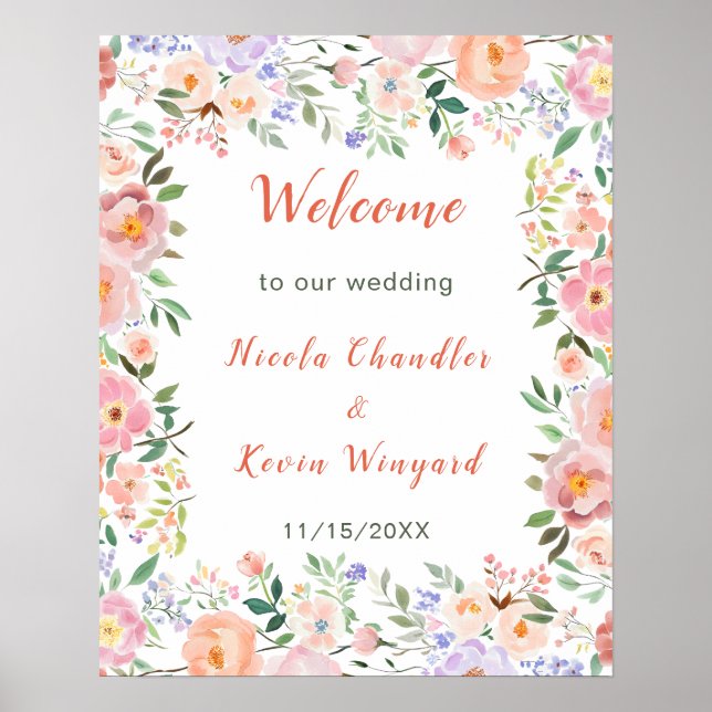 Spring Floral Flowers Wedding  Poster (Front)